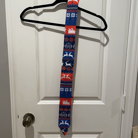 Men's Ugly Christmas Blazer And Tie Size Small NWOT Beer Deer Santa Print - Picture 11 of 11